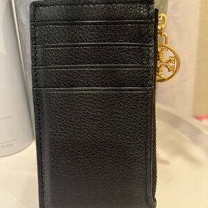 Elegant Black Card Holder with Gold Charm